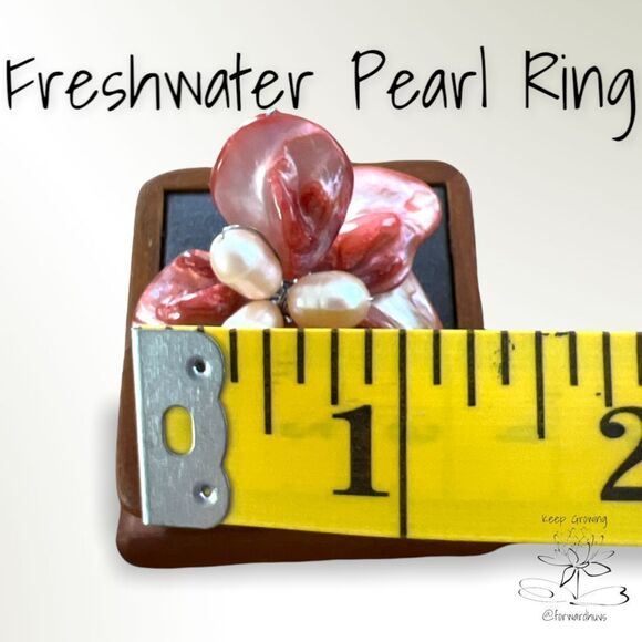 Elegant Freshwater Pearl & Shell Adjustable Statement Rings Set - Picture 6 of 15